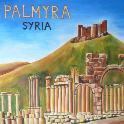 PALMYRA (2017), 400 x 240 cm, olieverf, Syrisch restaurant ‘Palmyra’ in Leuven